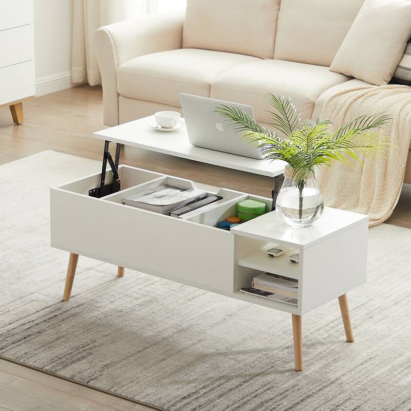 Modern Lift Top Coffee Table, Solid Wood Dining Table Bed Bath