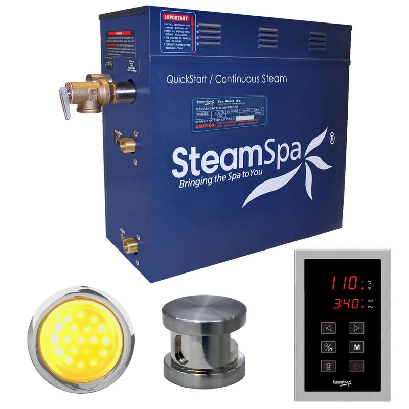 SteamSpa Indulgence 9 KW QuickStart Acu-Steam Bath Generator Package - Brushed Nickel