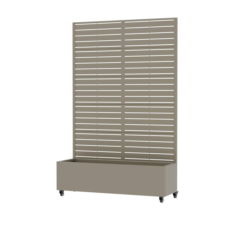 Raised Garden Bed Planter with Trellis Movable Planter Box with Lockable Wheels - 72*47 - Olive Grey