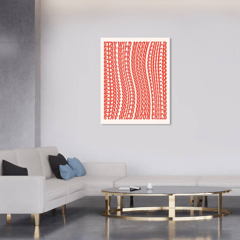Wynwood Studio Canvas Typography and Quotes Stay Wild Moon Child Repeat Red Modern & Contemporary Wall Art Canvas Print - 30 x 36
