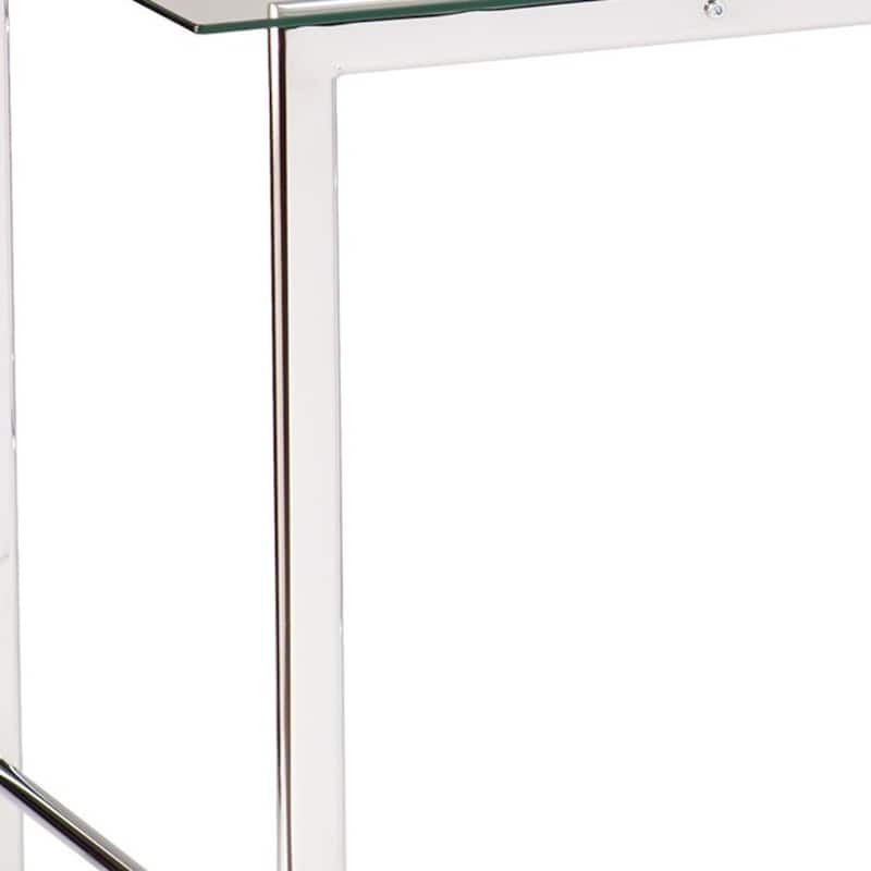 Clear Glass Silver Metal Writing Desk with Shelves and Rectangular 47 inches