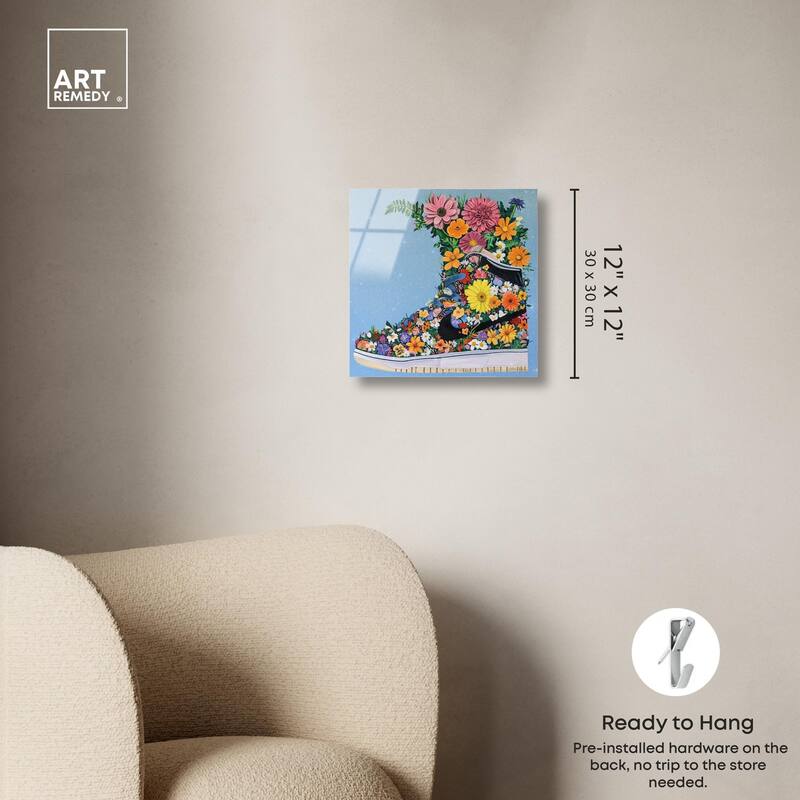 Blooming Floral Sneaker Acrylic by Art Remedy, Ready to Hang