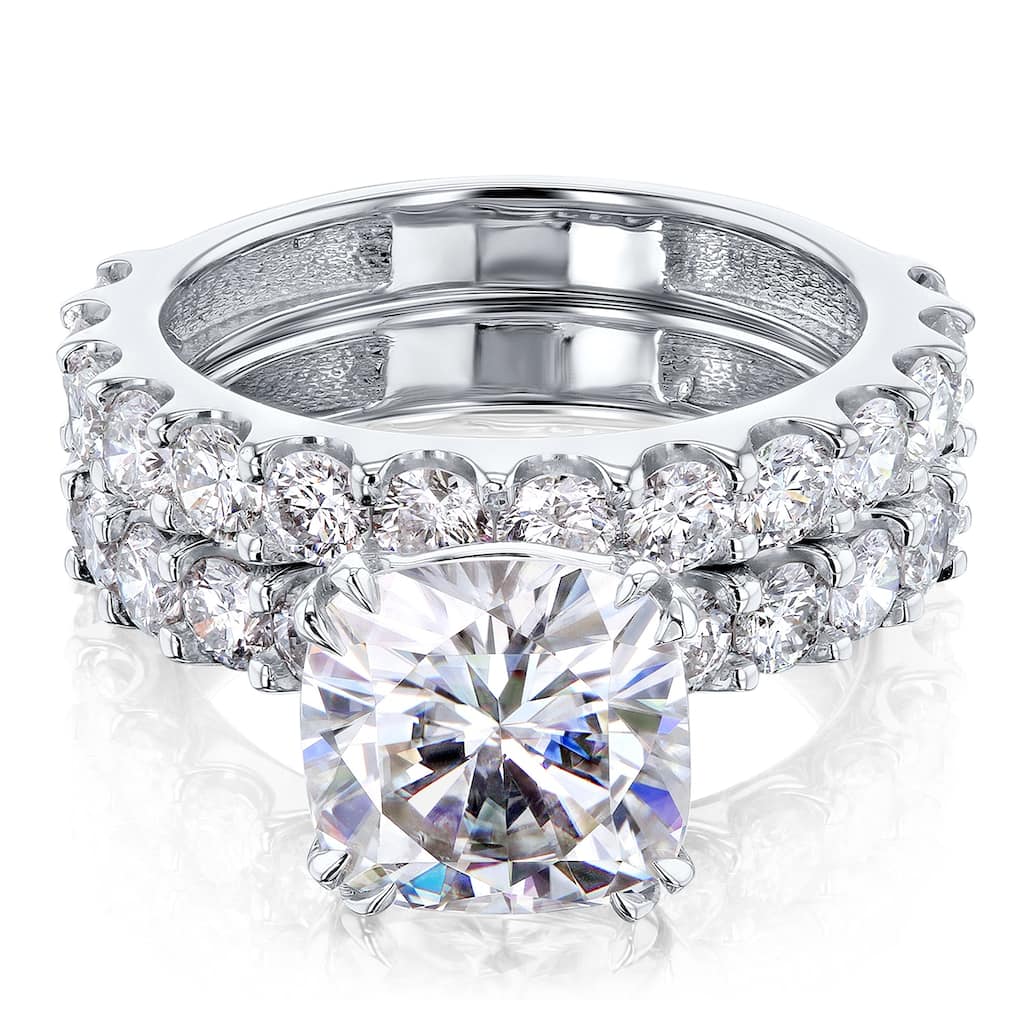 Kobelli 4.90 Carat Lab Grown Diamond Certified 14k Solid Gold Cushion-cut Wide Bands Lorette 2pc Bridal Set (EF/VS)