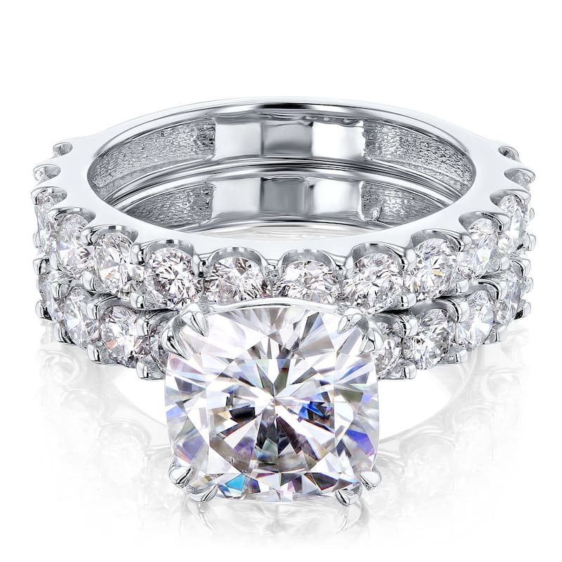 Kobelli 4.90 Carat Lab Grown Diamond Certified 14k Solid Gold Cushion-cut Wide Bands Lorette 2pc Bridal Set (EF/VS)