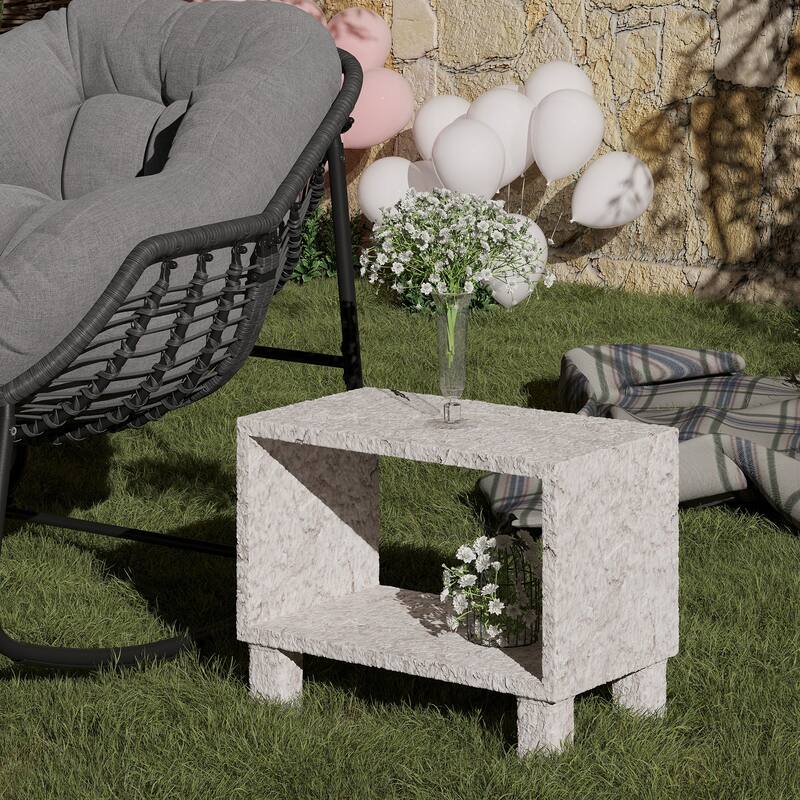 Patio Side Table With Shelf