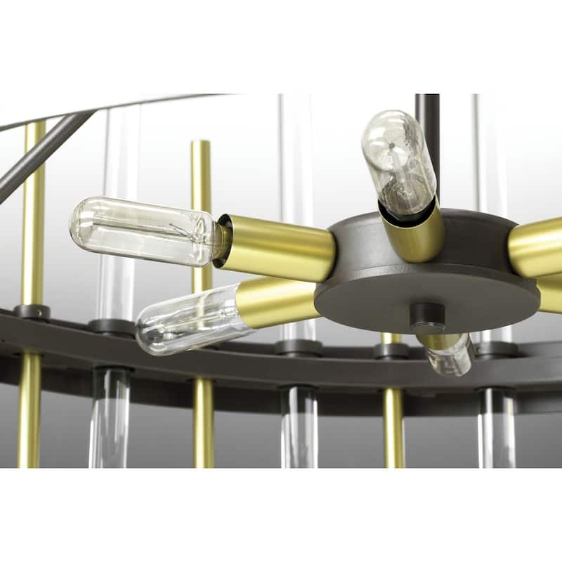 Orrizo Collection 6-Light Matte Black Clear Glass Luxe Chandelier Light - 8.380" x 26.250" x 26.500"