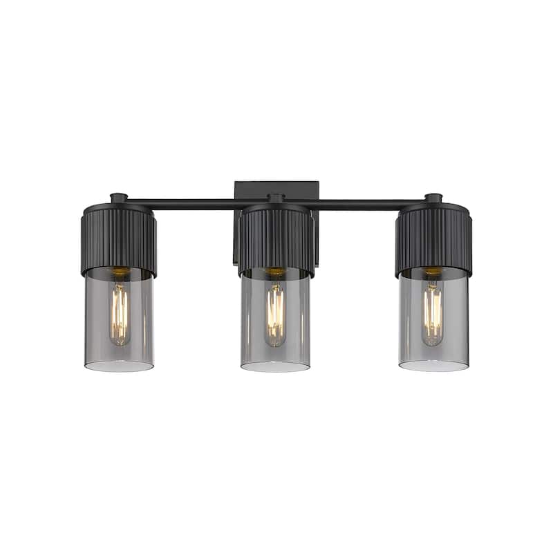 Innovations Lighting Bolivar - 3 Light 7" Wall-Mounted Bath Vanity Light - Matte Black/Light Smoke