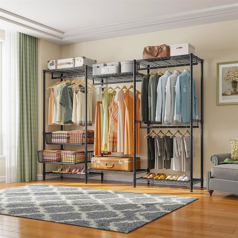 V10 Wire Garment Rack 5 Tiers Heavy Duty Clothes Rack - 15.7"D x 85.4"W x 76.4"H