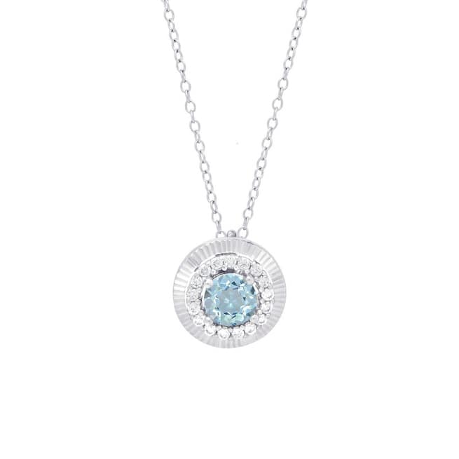 Victoria Townsend .925 Sterling Silver Blue Topaz & Lab White Sapphire Round Halo Pendant.