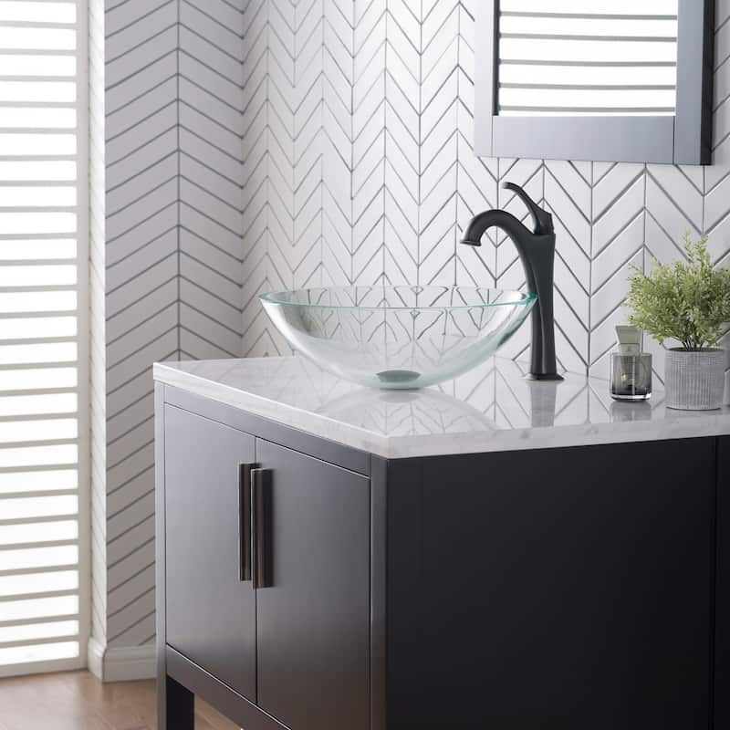 Kraus Arlo & Glass 16-1/2" Glass Vessel Bathroom Sink with 1.2 GPM