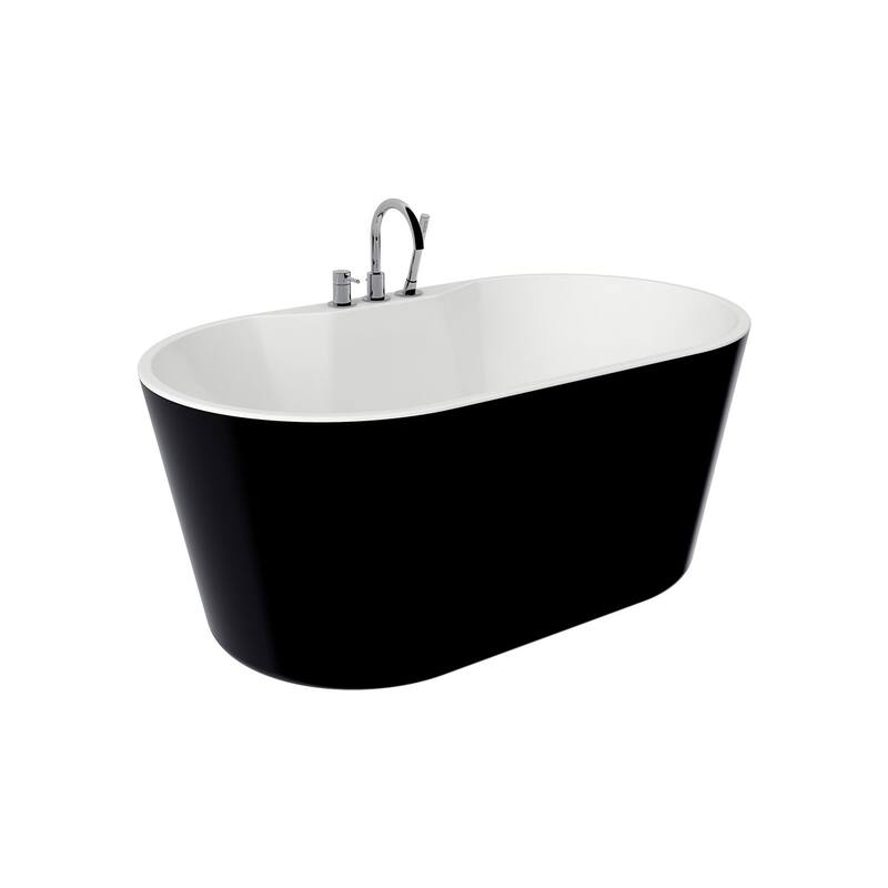 Nadia Black 56" Hand Painted Matte Black Freestanding White Acrylic Bathtub