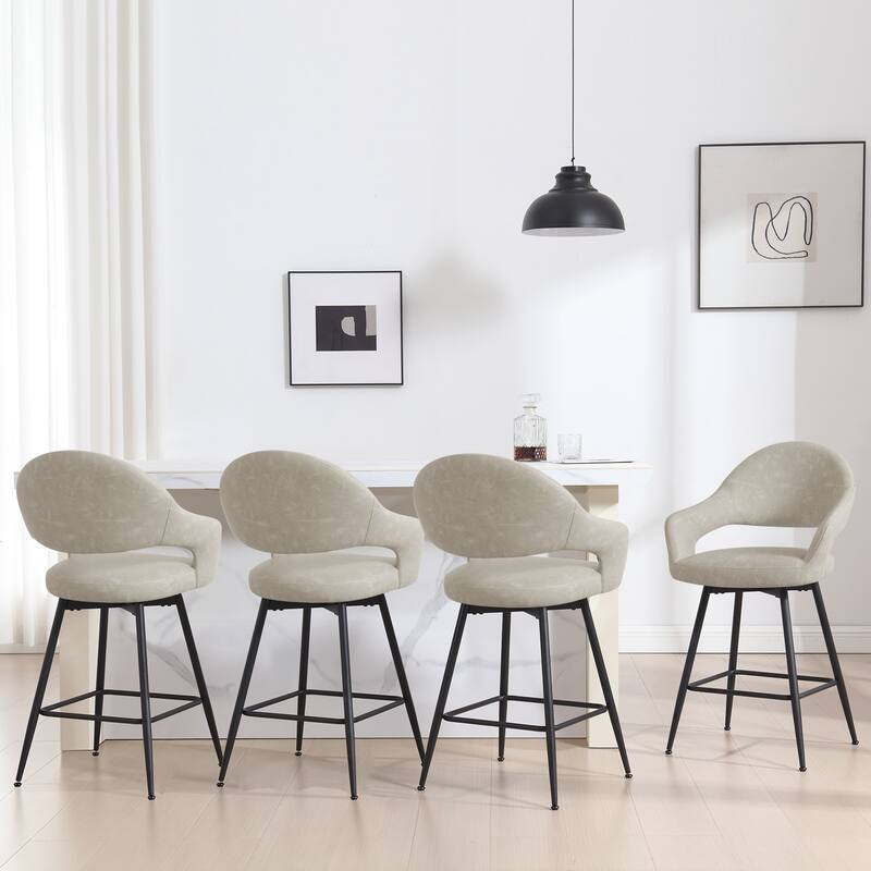 26" Velvet/ Faux Leather Counter Height Swivel Bar Stools Set of 2/4 - 39.2"H x 20.4"W X 22"D