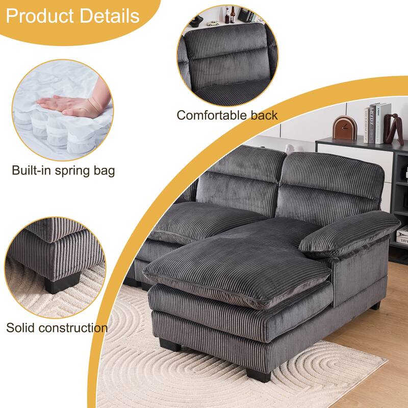 111.8" U-shaped profile sofa, including two single seats and two chaise