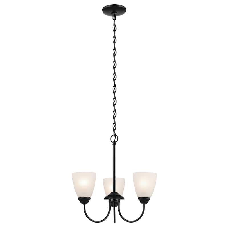 Kichler Lighting Jolie 3-Light Mini Chandelier with Satin Etched Glass in Black
