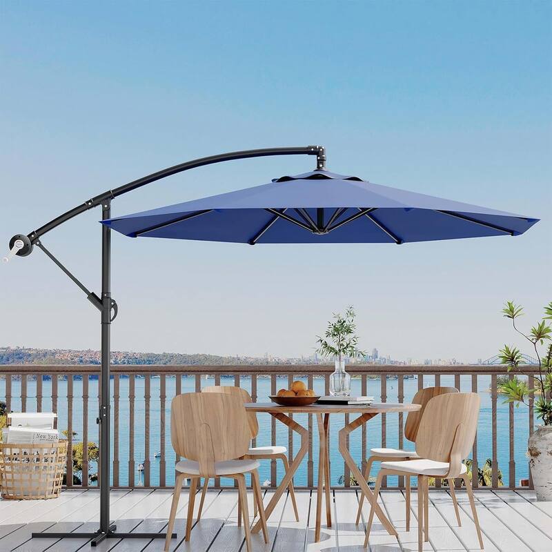 10FT UV Protection Cantilever Umbrella Outdoor Patio - Blue