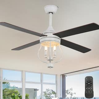 Bella Depot 52" Farmhouse Wood Ceiling Fan 6-speed Reversible Fan with Light and Remote - 52 inch
