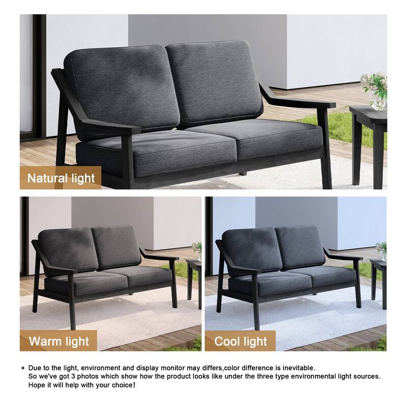 Outdoor Wood Teak Patio 2 Seater Loveseat with Cushion