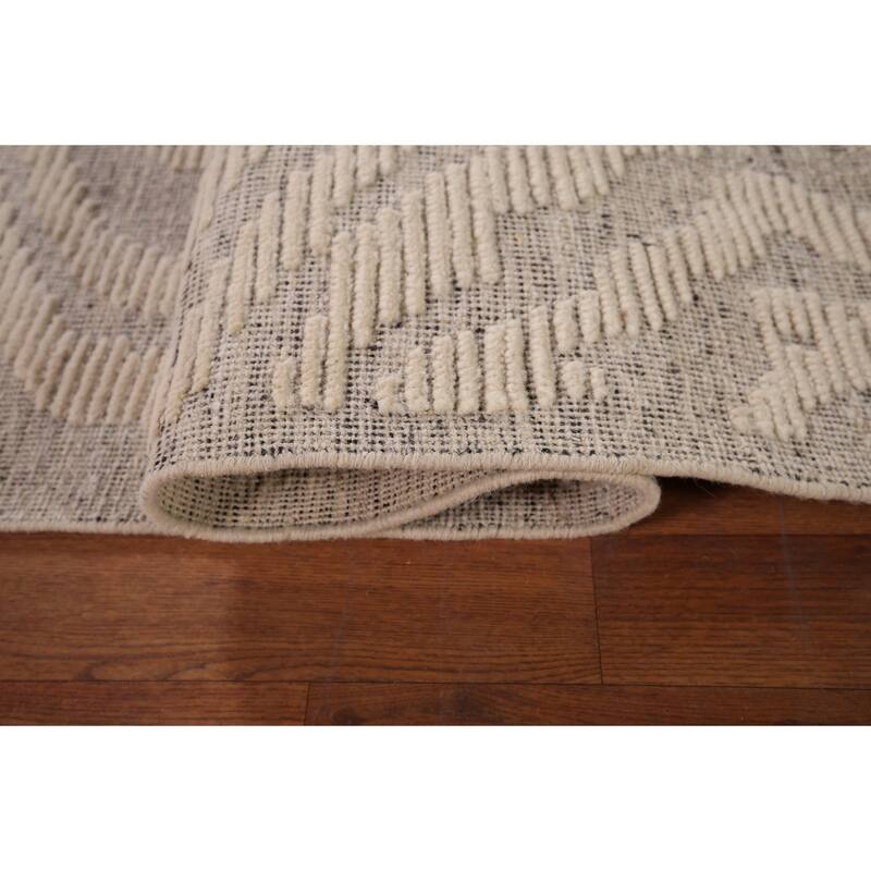 All-Over Abstract Moroccan Area Rug Hand-Knotted Wool Carpet - 7'11" x 10'3"