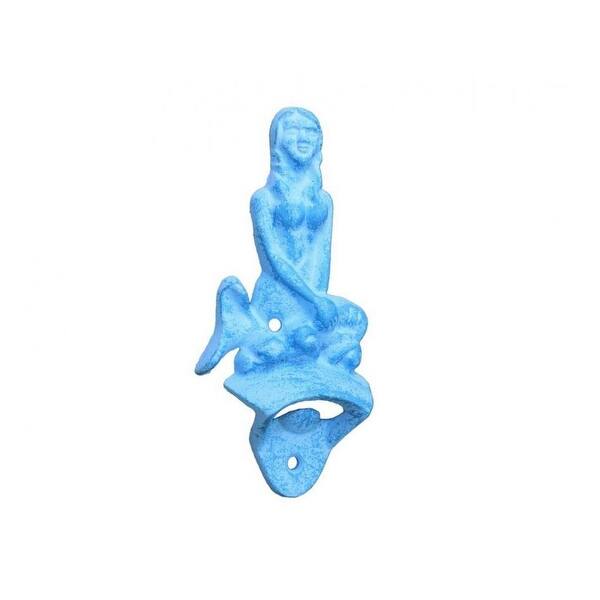 Antique Cast Iron Wall Mounted Mermaid Bottle Opener 6" Bed Bath