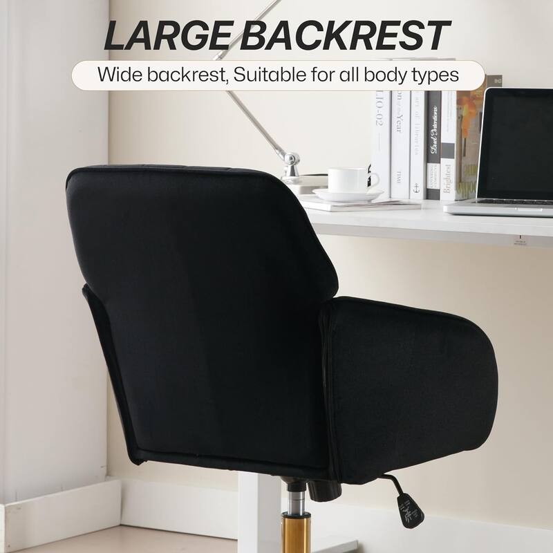 Velvet Adjustable Home Office Swivel Leisure Desk Chair with Gold Base