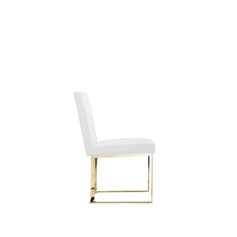 Boly 19 Inch Side Dining Chair Set of 2, Cantilever Base, White and Silver