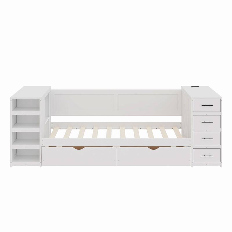 Versatile Wooden Daybed with Extraordinary Storage for Bedroom Enhancement