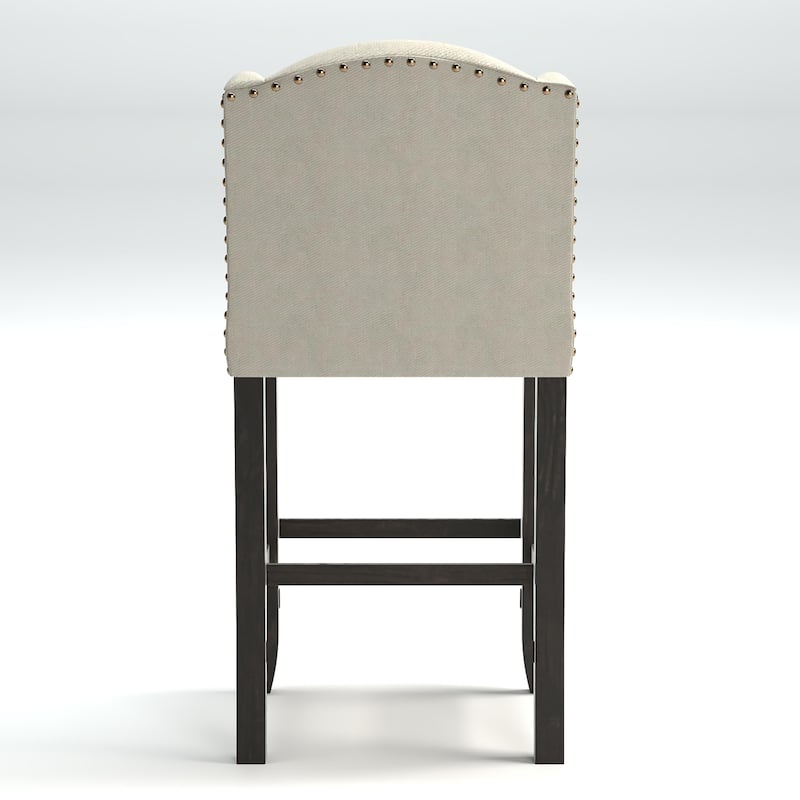Tays Rustic Linen Tufted Bar Height Chairs (Set of 2) by Furniture of America