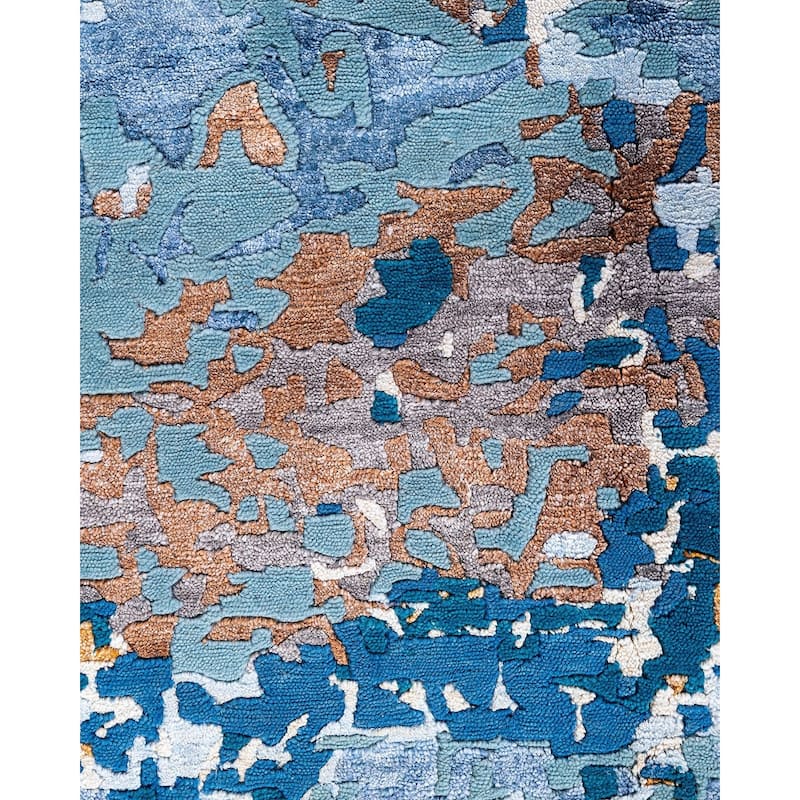 Modern One-of-a-Kind Hand-Knotted Area Rug - White, 9' 2" x 12' 1" - 9' 2" x 12' 1"