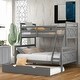 preview thumbnail 1 of 16, Twin over Full Bunk Bed with Ladder, Twin Trundle, and Full-Length Guardrail - Sturdy Pine Wood Construction Gray