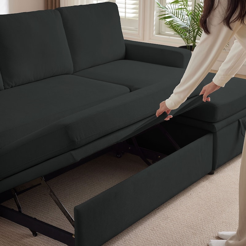 78.94" Pin Striped Fabric Sleeper Sofa