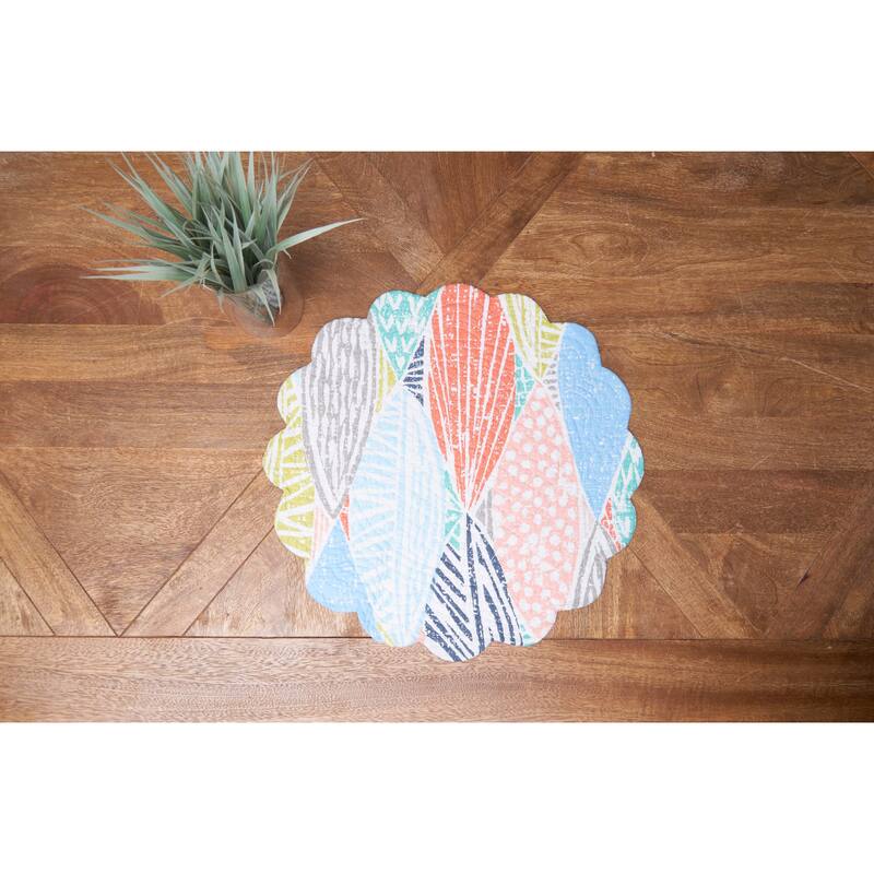 Surfside Sound Round Quilted Placemat Set 6