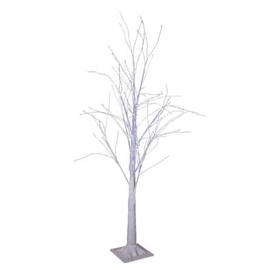 Kurt Adler 4-Foot Winter White Twig Tree with 500 Cool White Lights - 4'