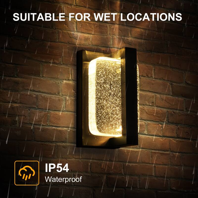 1-Light Crystal Outdoor Integrated LED Bulbble Glass Wall Sconce