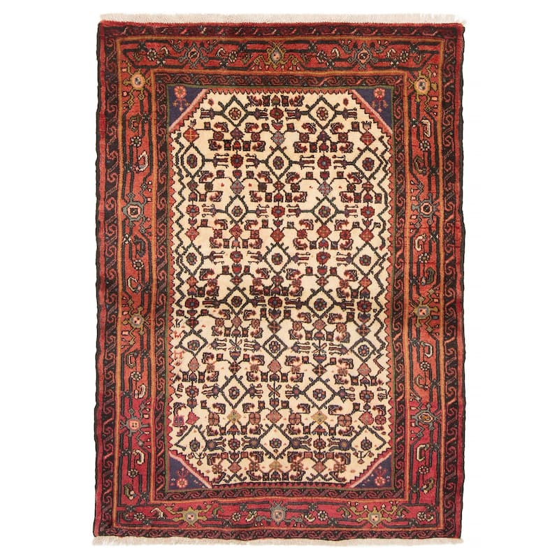 ECARPETGALLERY Hand-knotted Andelz Cream Wool Rug - 3'7 x 5'0