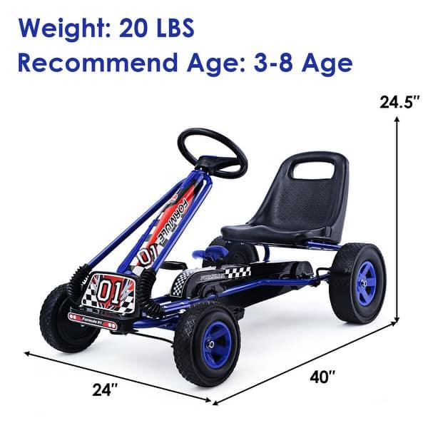 dimension image slide 1 of 4, Costway 4 Wheels Kids Ride On Pedal Powered Bike Go Kart Racer Car - See Details