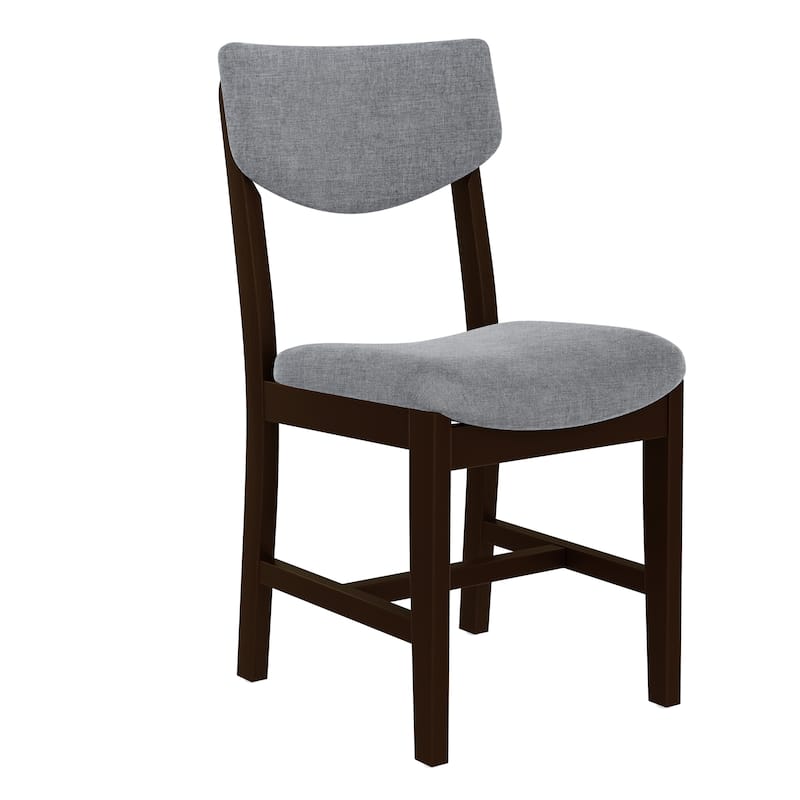 4-Piece Rustic Farmhouse Dining Chair Set, Solid Wood Frame with Gray Fabric Upholstered Cushion