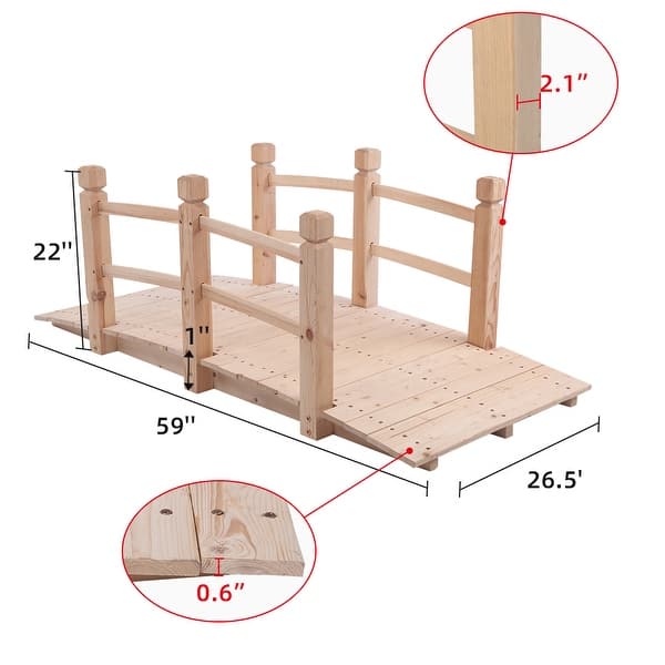 Outdoor Anticorrosive 59-inch Arch Courtyard Wooden Bridge