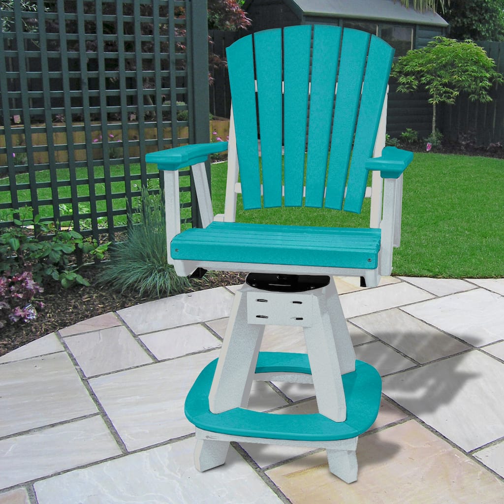 OS Home and Office Model Counter Height Swivel Arm Chair in Aruba Blue on a White Base