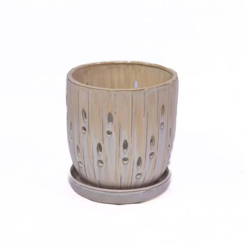 Ceramic Planters with Drainage Hole - Frost Proof Indoor Outdoor Flower Pots, 2pc