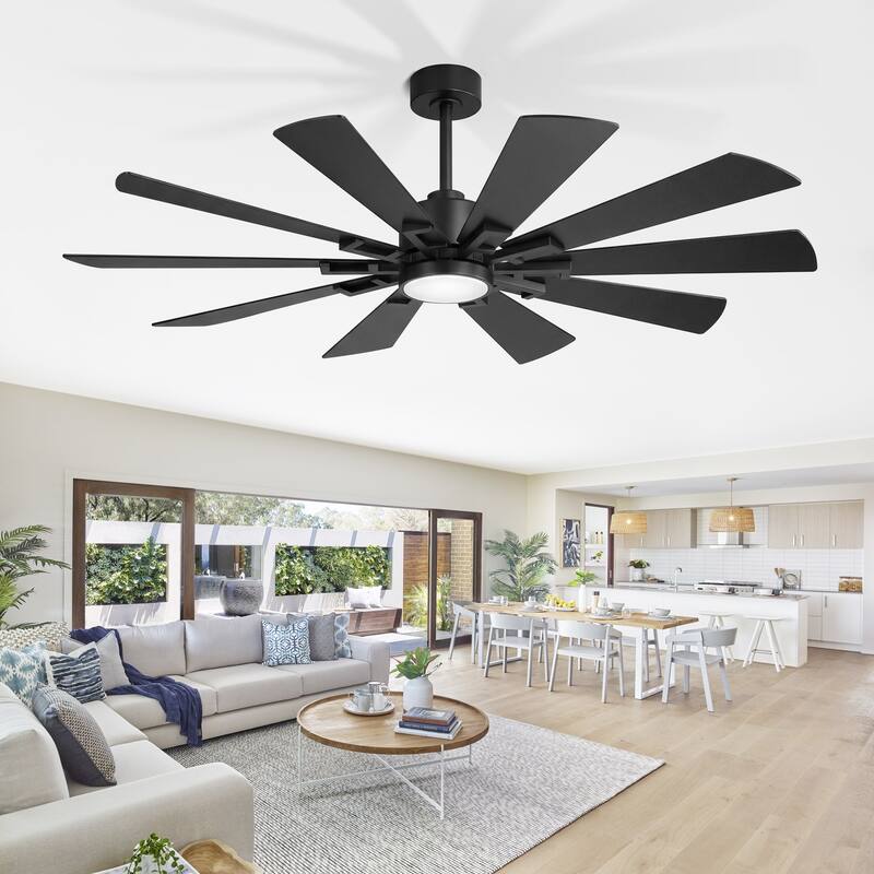 72-Inch LED Ceiling Fan with Light, 3 Color Temperatures, Memory ...