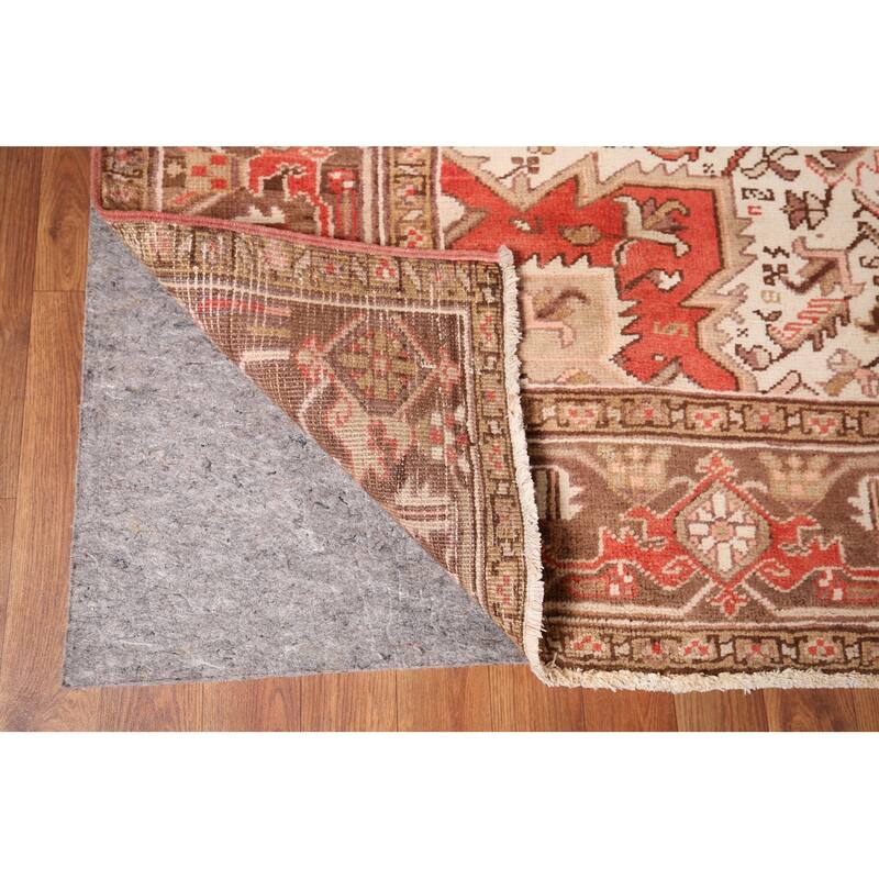 Geometric Red Heriz Persian Vintage Area Rug Handmade Wool Carpet - 6'11"x 9'10"