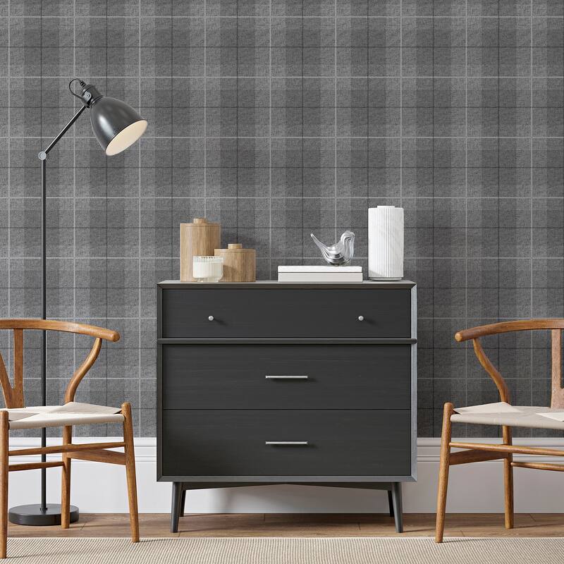 Arthouse Hector Charcoal Plaid Wallpaper