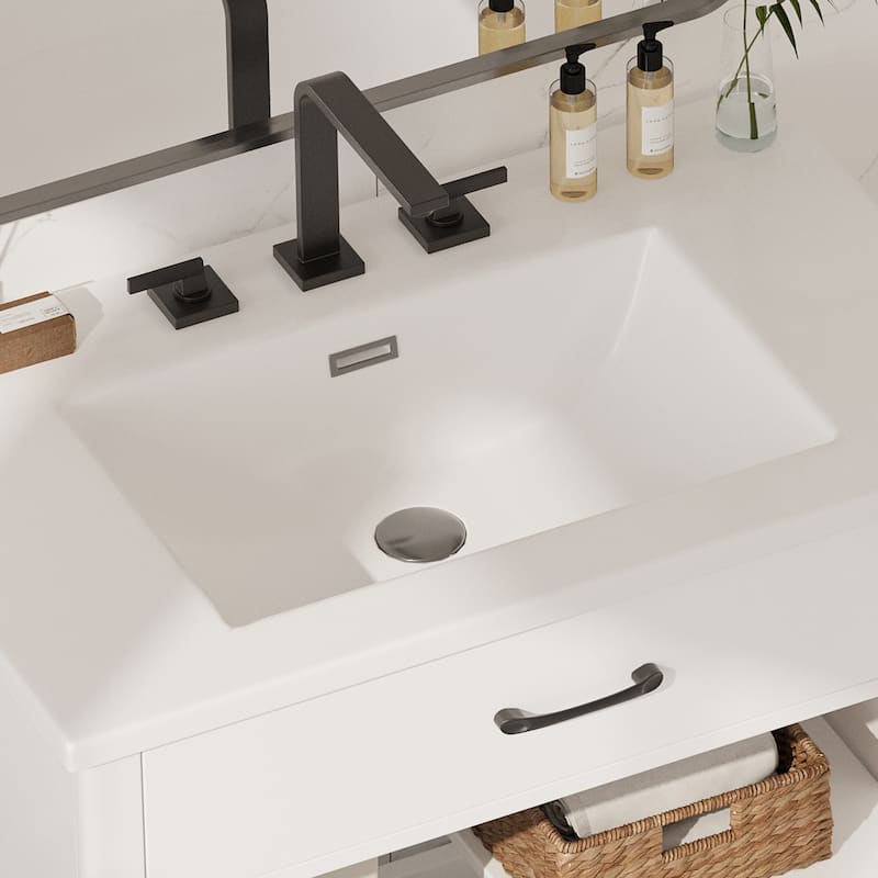 Christopher Knight Home - Alaric 31" Bathroom Vanity with Ceramic Sink and Tempered Glass Door