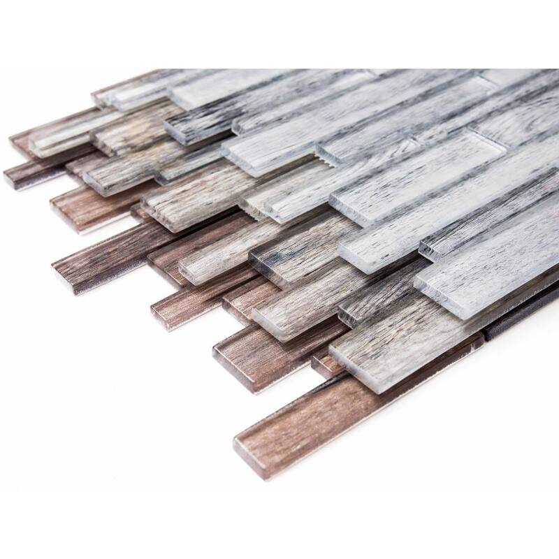 The Tile Life Woodland 1x3 Silver Glass Backsplash Wall Tile