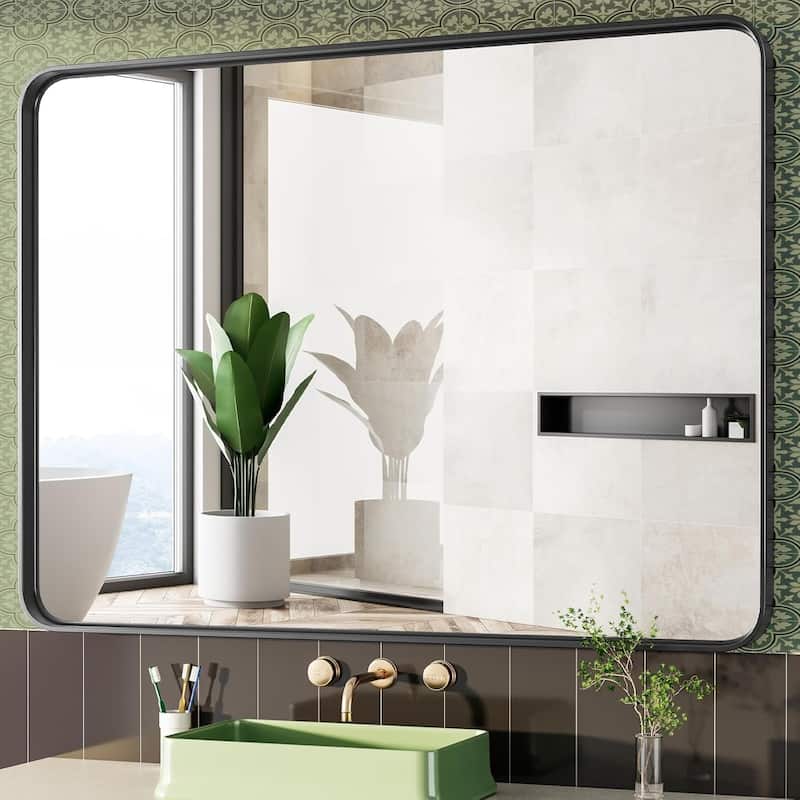 Modern Metal Frame Wall Mounted Bathroom Vanity Mirror with 5-year warranty - 40"L x 30"W