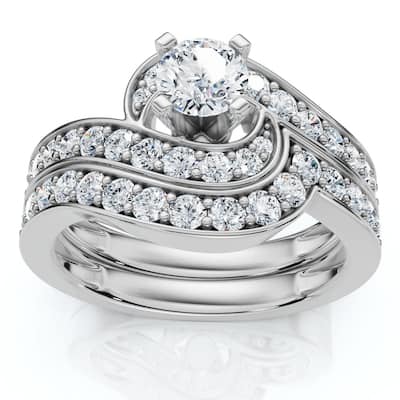 1Ct TW Diamond Engagement Wedding Ring Set or Platinum Gold Lab Grown