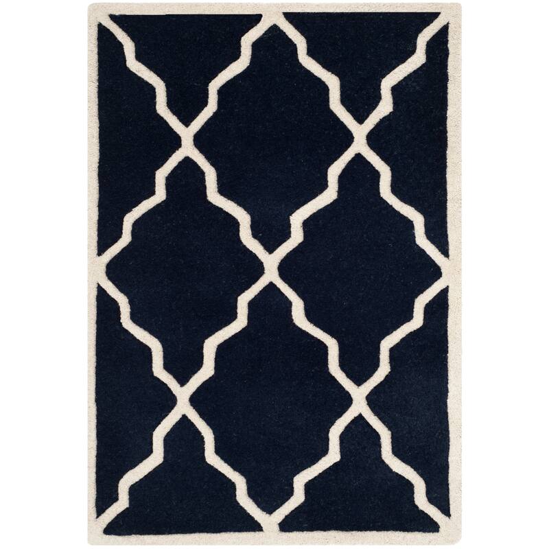 SAFAVIEH Handmade Chatham Nhuong Modern Moroccan Wool Rug - 2' x 3' - Dark Blue