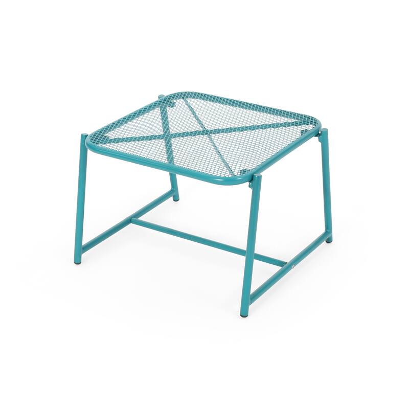 Roomfitters Kincaid Outdoor Metal Mesh Side Table with Rounded Edges, Modern Iron Patio Accent Table, Teal - Teal