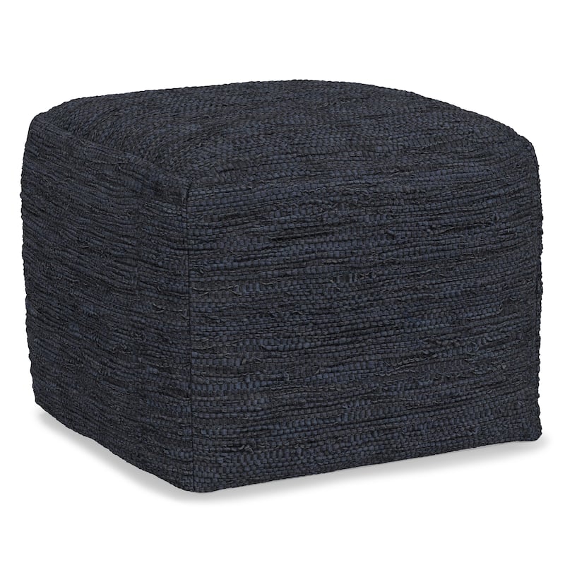 WYNDENHALL Garcia Boho Square Pouf in Woven Genuine Leather