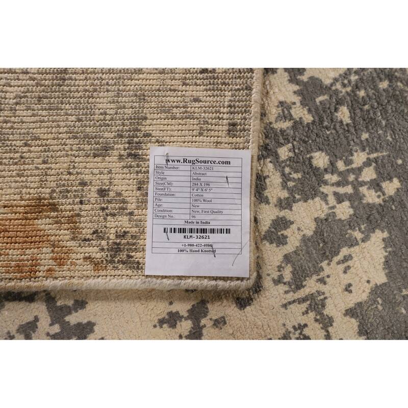 All-Over Abstract Oriental Area Rug Hand-Knotted Wool Carpet - 6'5" X 9'4"